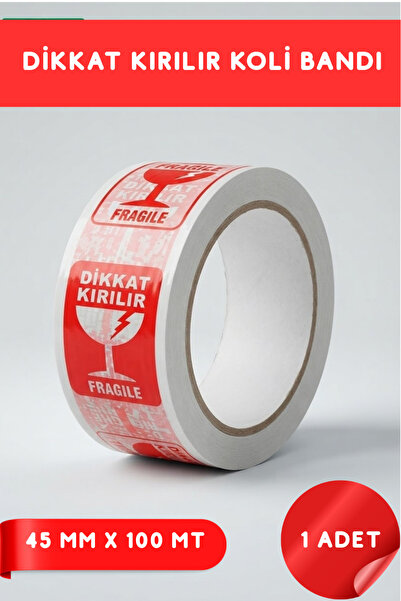 CREAPACK Dikkat Kırılır Bandı, Kırılır Baskılı Koli Bandı, Etiketli Bant, 45m...