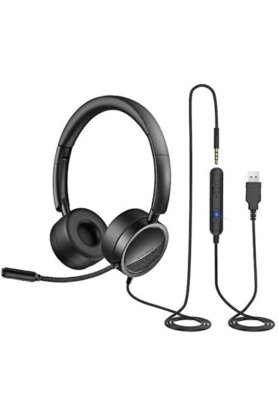 STARSTAR USB Headphones Noise Cancelling In-line Controls for PC Laptop Home ...