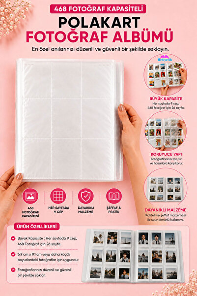 hediyecik Transparent Instax Polakart Photo Album with 468 Photo Capacity