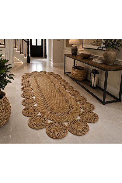 ZEMİRA TEKSTİL Hasır Jüt Görünümlü Kilim,Koridor,Antre ve Salon Halısı