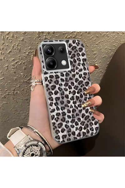 ARTISHELL Redmi Note 13 Pro 5G Uyumlu Şık Gri Leopar Lens Koruma Telefon Kılıfı