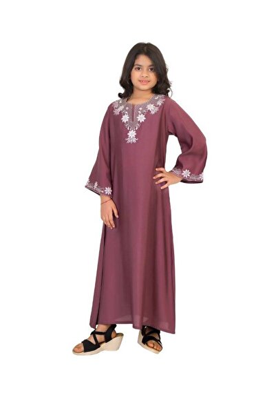 Artemea By Styli Girls Embroidery Detail Satin Jalabiya