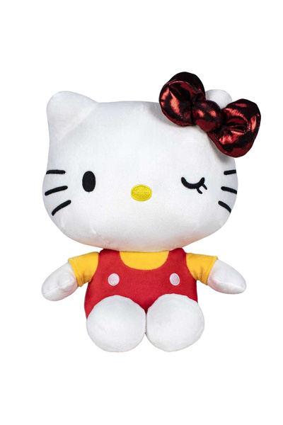OEM Jucarie din plus Hello Kitty cu salopeta rosie, Editie aniversara, 22 cm