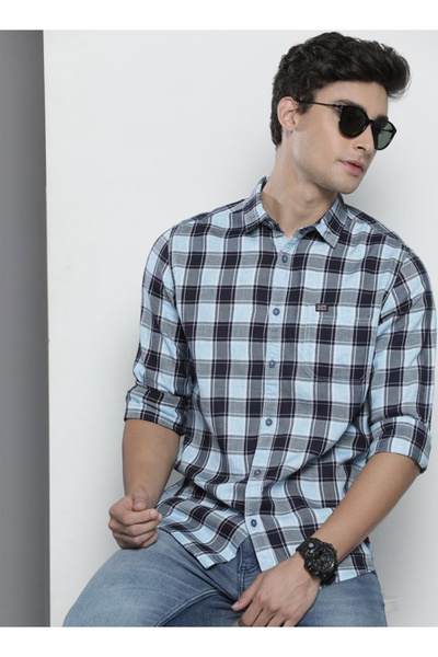 The Indian Garage Co By Styli Men Slim Fit Checked Spread Collar Casual Shirt