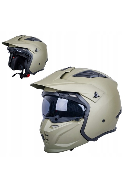 NO BRAND CASCA DE MOTOCICLETĂ W-TEC BADALONE ARMY CU MAXILAR DETASABIL ȘI VIZ...