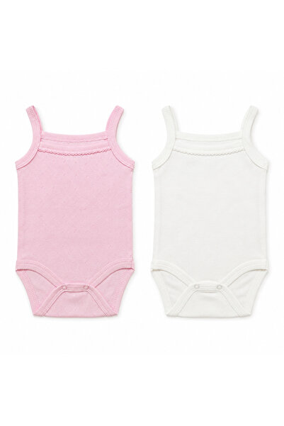 FYB Baby Girl 2-Piece Crochet Bodysuit Set with Rope Straps, 100% Cotton, Ope...