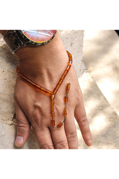 İnan Tesbih Handcrafted Fire Amber Honey Color Cut Model Wrist Length Prayer ...