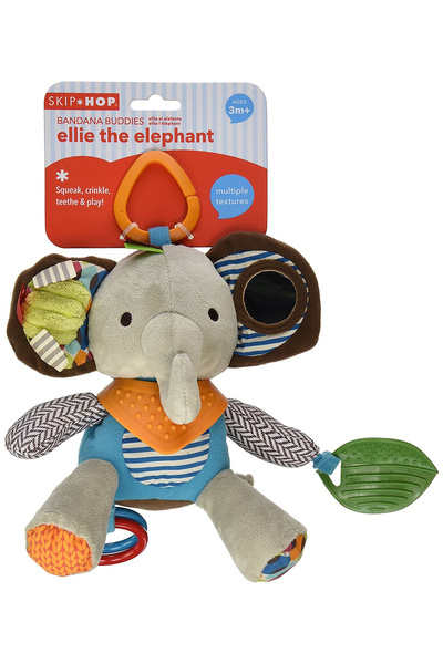 NO BRAND Pandantiv cu elefant de pluș, cu jucărie de mușcat și bandană Skip Hop