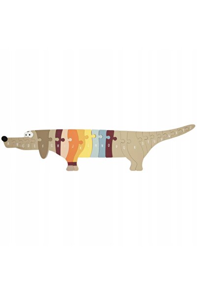 NO BRAND Puzzle din lemn „Alfabetul dachshund” – Potrivește piesele, 3 ani+, ...
