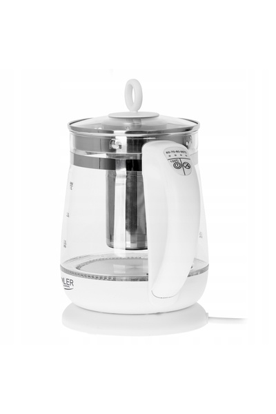 adler Ceainic electric fără fir de 1,5 L, cu filtru pentru ceai și reglare a ...