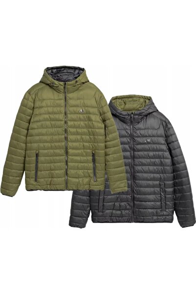 4F PUCKED JACKET Geacă de iarnă pentru bărbați, cu glugă, călduroasă, reversi...