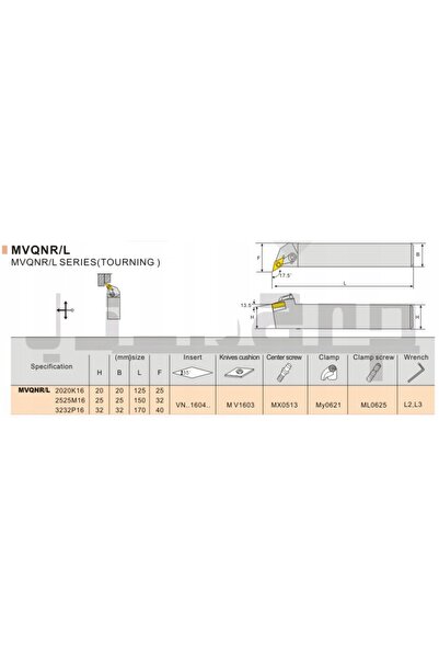 NO BRAND MVQNL 2525 Cuțit de strung pentru strunjire stânga VNMG16