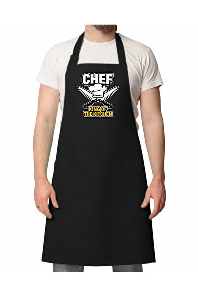 venüsdijital مريلة مطبخ مطبوعة بتصميم CHEF KING OF THE KITCHEN