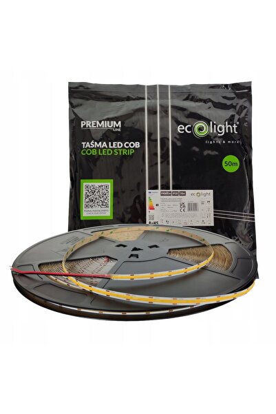 ecolight Bandă LED COB fără puncte luminoase, 50 m, 9 W/m, 3000 K, culoare ca...