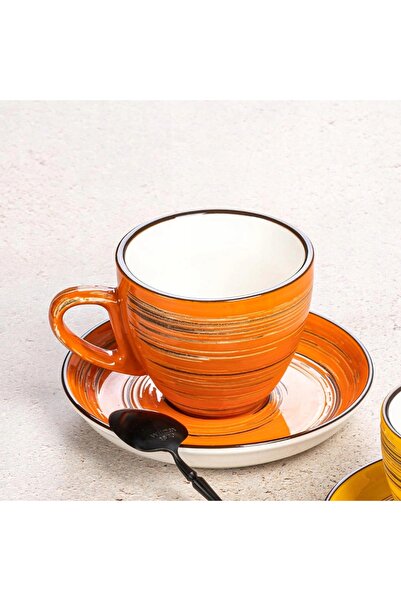 NO BRAND Cana cu maner pentru cafea PREMIUM portocalie PORCELANA 300 ml WILMAX