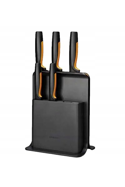 FiSKARS SET 5 CUȚITE ÎN BLOCK NEGRU, CUȚITE DE BUCĂTĂRIE COMPLETE, ASCUȚITE +...