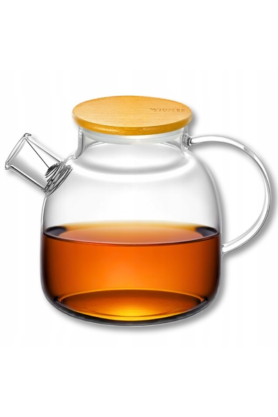 NO BRAND Ceainic de sticlă, pentru infuzare, cu filtru, capac, 1.2L WILMAX
