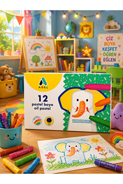 Generic Brand 12Pcs Dry Crayon Set Vibrant Colors Kids Painting Pen School Ki...