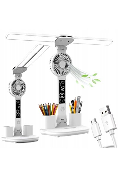 NO BRAND Lampă de birou LED cu moară de vânt, afișaj LCD, organizator, reglabilă