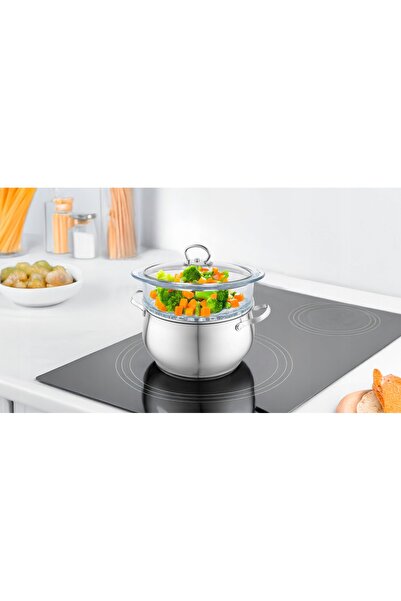 FLORINA SET DE GĂTIT LA ABUR Oală de abur din sticlă 5.9L Pentru toate tipuri...
