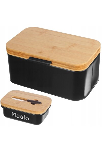 Brunbeste CHLEBAK SET METALIC PLACĂ DE BAMBUS + RECIPiente + CUȚIT DE UNT