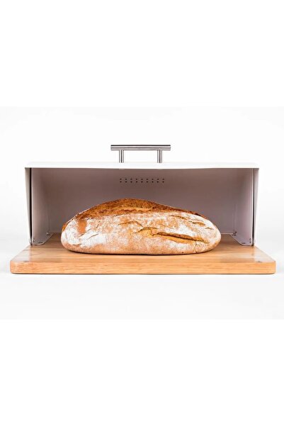 zeller 27283 Chlebak Modern Alb Lemn Cauciuc Metal 39 cm