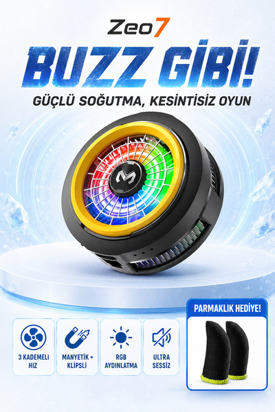 Zeo7 Manyetik Telefon Soğutucu, TEC Yarı İletken Soğutma, RGB Işıklandırma, U...