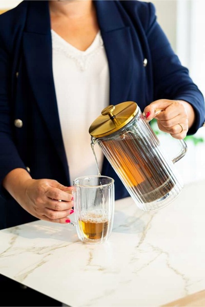 NO BRAND VIALLI TULIP STICLĂ CU INFUZOR CU PISTON CU PERETE DUBLU CAFEA CEAI ...