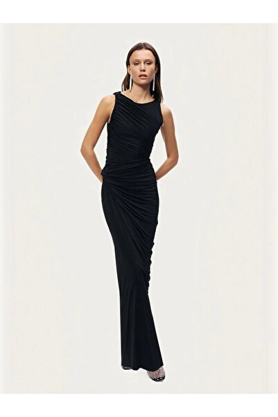 Nocturne Burgu ve Drape Detaylı Maxi Elbise 2778