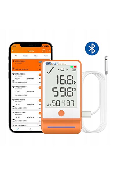 Elitech Termo-higrometru Bluetooth Înregistrator Temperatură Umiditate Aplicație