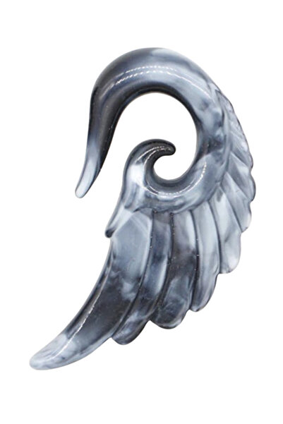 VeeShop Ear expander, aripa masiva de inspiratie maori - 8 mm, Gri
