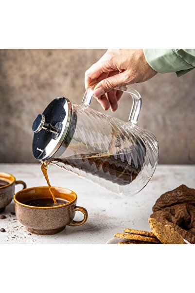 Klausberg Presă franceză de cafea și ceai din sticlă, argintie, 1 litru, 7764