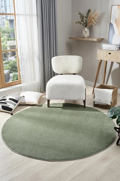 Neşem Halı Boutique SEYRAN HALI Bali 4500 Yeşil Daire Halı Yumuşak Tuşeli Hav...