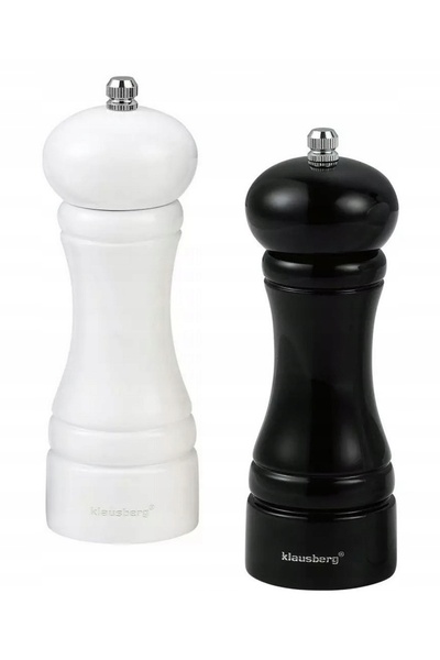 Klausberg Set râșnițe de piper și sare, negru și alb
