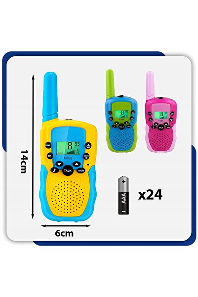 NO BRAND Set de 3 walkie-talkie pentru copii, cu lanternă, rază lungă de acțiune