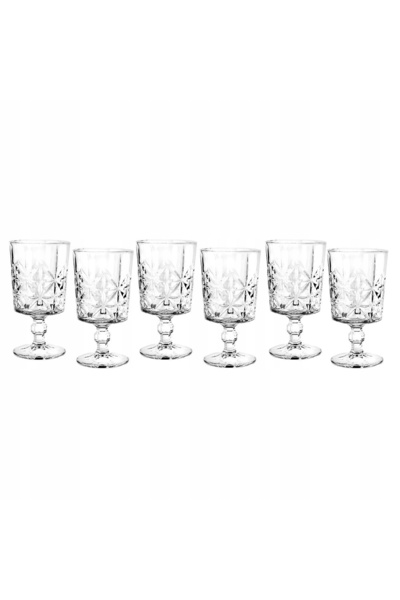 estia Set de 6 pahare pentru vin alb, vin roșu, apă, cu decorație din cristal