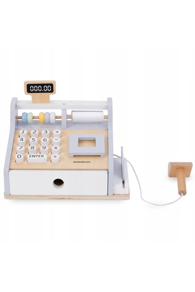 mamabrum Casă de marcat din lemn + Accesorii Jucărie educativă pentru copii