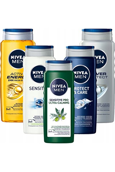 NIVEA Set de gel de duș 3 în 1 pentru bărbați - Lichid de spălare 500ml x5