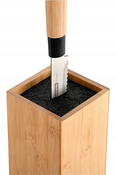 Kesper Suport pentru cuțite negru bej bambus 10 x 10 x 23 cm
