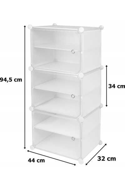 Gockowiak Dulap pentru încălțăminte, modular, alb, rafturi, cutii.