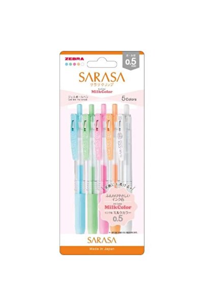 Zebra Sarasa مجموعة أقلام جل بلون الحليب - 5 ألوان باستيل