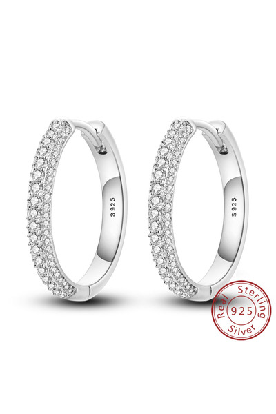 Choice30 KTE159 925 Sterling Silver Hoop Earrings Large Round Simple Zirconia...