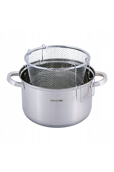Kamille Oală din oțel inoxidabil de 6,5 L cu capac de sticlă de 24 cm pentru ...