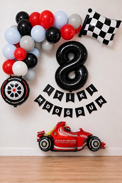 Patladı Gitti 8-Year-Old Race Car Themed Birthday Party Celebration Balloon S...