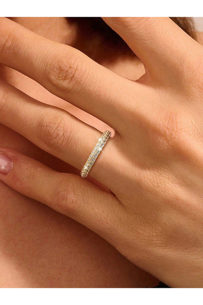 choice2 7 Golden 925 Sterling Silver Fashionable Simplicity Zircon Stackable ...