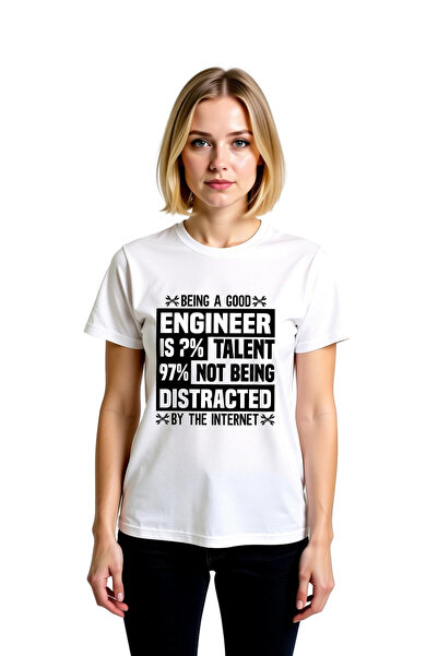 PayBuy Women's Engineer Humor Printed Relaxed Fit Short Sleeve Round Neck Cas...