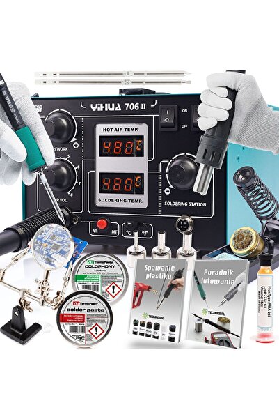 TECHREBAL Set stație de lipit Yihua 706 II + vârfuri T12, pastă de lipit, col...