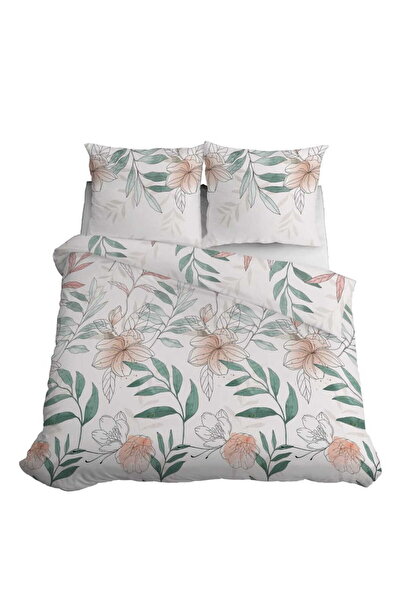 Detexpol Lenjerie de pat din satin 160x200 Flori Frunze Pastel