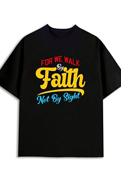 NOURAM تي شيرت رجالي من Faith Walk باللون الأسود |   ملابس دينية مطبوعة بآيات...