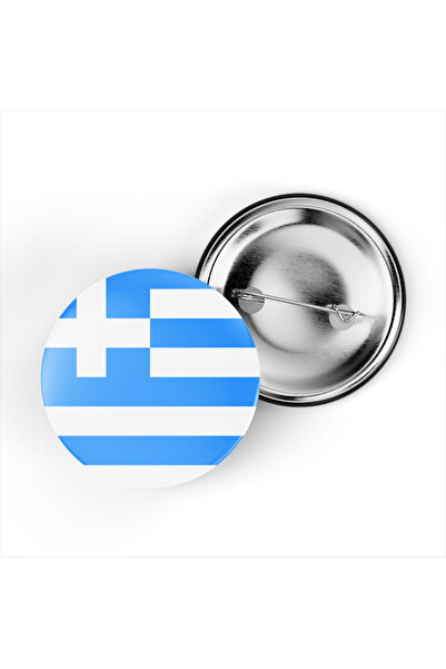 iBerk 5 Adet - 44 mm İğneli Çanta Rozeti - Vektörel Ülke Bayraklı Greece Yuna...